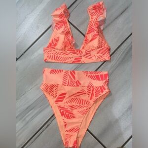 Aerie bikini set- size small- triangle plunge top, high cut cheeky bottom
